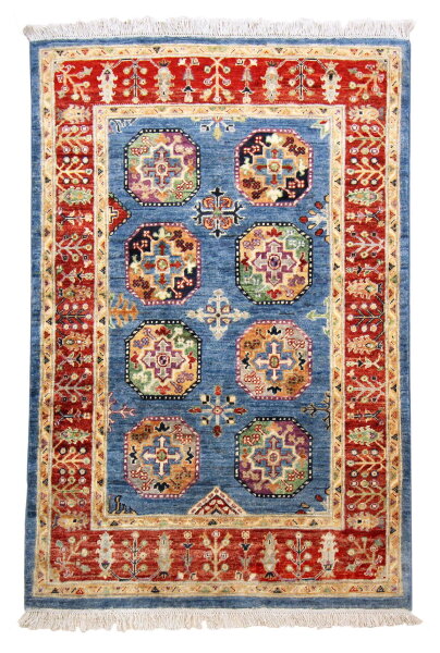 Teppich Orient Ziegler Ariana Khorjin 100x150 cm 100% Wolle Handgeknüpft blau