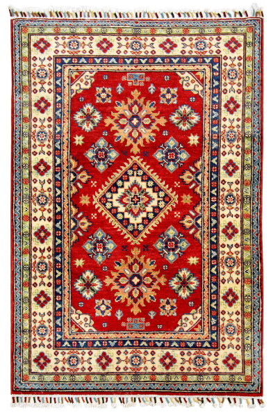 Teppich Orient Kazak 100x150 cm 100% Wolle Handgeknüpft Rug Carpet rot