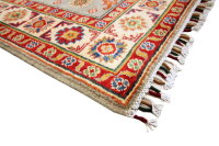 Teppich Orient Kazak 100x150 cm 100% Wolle Handgeknüpft Rug Carpet rot grau