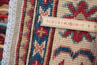 Teppich Orient Kazak 100x140 cm 100% Wolle Handgeknüpft Rug Carpet rot grau