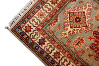 Teppich Orient Kazak 100x140 cm 100% Wolle Handgeknüpft Rug Carpet rot grau