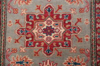 Teppich Orient Kazak 100x140 cm 100% Wolle Handgeknüpft Rug Carpet rot grau