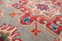 Teppich Orient Kazak 100x140 cm 100% Wolle Handgeknüpft Rug Carpet rot grau