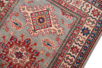 Teppich Orient Kazak 100x140 cm 100% Wolle Handgeknüpft Rug Carpet rot grau