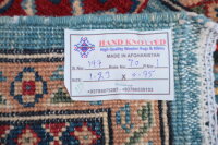 Teppich Orient Kazak 95x123 cm 100% Wolle Handgeknüpft Carpet rot creme blau