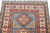 Teppich Orient Kazak 95x123 cm 100% Wolle Handgeknüpft Carpet rot creme blau