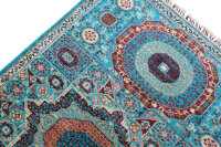 Teppich Orient Ziegler Mamluk fein 120x180 cm 100% Wolle Rug Handgeknüpft blau