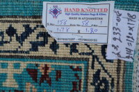 Teppich Orient Ziegler Mamluk fein 120x180 cm 100% Wolle Rug Handgeknüpft blau