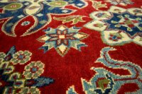 Teppich Orient Kazak 195x195 cm rund  100% Wolle Handgeknüpft Rug Tapis rot blau