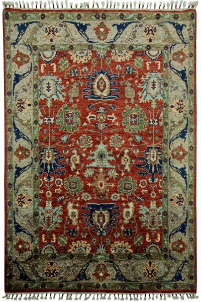 Teppich Orient Ziegler Ariana Khorjin 150x200 cm 100% Wolle Handgeknüpft rot