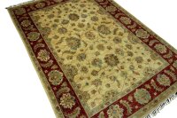 Teppich Orient Ziegler Chobi 150x200 cm 100% Wolle Handgeknüpft Carpet rot beige
