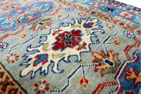 Teppich Orient Kazak Brücke 116x72 cm 100% Wolle Handgeknüpft Carpet blau grau