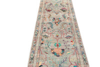 Teppich Orient Ziegler Khorjin Läufer 80x300 cm 100% Wolle Handgeknüpft grau