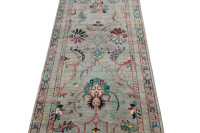 Teppich Orient Ziegler Khorjin Läufer 80x300 cm 100% Wolle Handgeknüpft grau