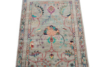 Teppich Orient Ziegler Khorjin Läufer 80x300 cm 100% Wolle Handgeknüpft grau