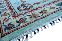 Teppich Orient Ziegler Khorjin Läufer 80x300 cm 100% Wolle Handgeknüpft blau