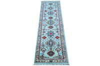 Teppich Orient Ziegler Khorjin Läufer 80x300 cm 100% Wolle Handgeknüpft blau