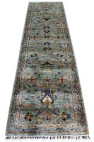 Teppich Orient Ziegler Ariana Läufer 84x300 cm 100% Wolle Handgeknüpft grau
