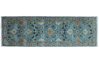 Teppich Orient Ziegler Khorjin Läufer 85x297 cm 100% Wolle Handgeknüpft blau