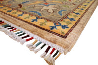 Teppich Orient Oshak 250x300 cm 100% Wolle Handgeknüpft Umrandung beige grau