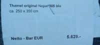 Teppich Thamel Original Nepal Handgeknüpft fein 100% Wolle 250x350 cm Rug blau