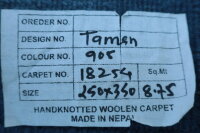 Teppich Thamel Original Nepal Handgeknüpft fein 100% Wolle 250x350 cm Rug blau