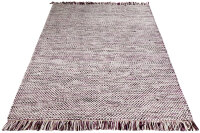 Teppich Sunshine Handwebteppich 170x230 cm 100% Wolle Rug Handgewebt creme lila