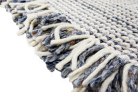 Teppich Noa Handwebteppich 160x230 cm 100% Wolle Rug Handgewebt creme grau