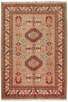Teppich Orient Kazak 209x295 cm 100% Wolle Handgeknüpft Tapijt beige braun blau