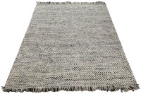 Teppich Sunshine Handwebteppich 170x230 cm 100% Wolle Rug Handgewebt creme grau