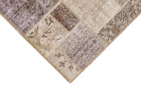 Teppich Vintage Patchwork Stone Wash 170x230 cm 100% Wolle Handgeknüpft braun