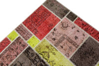Teppich Vintage Patchwork Stone Wash 160x230 cm 100% Wolle Handgeknüpft gelb rot
