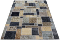 Teppich Vintage Patchwork Stone Wash 160x230 cm 100% Wolle Handgeknüpft grau