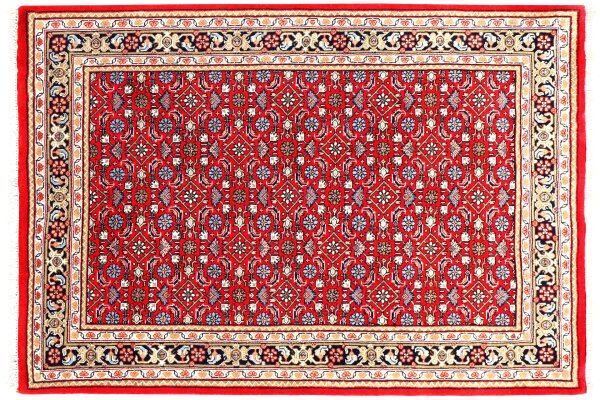 Teppich Orient Indo Herati 120x180 cm 100% Wolle Handgeknüpft Rug blau rot