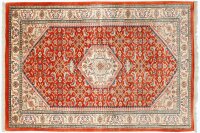 Teppich Orient Indo Herati fein 90x160 cm 100% Wolle Handgeknüpft Rug creme rot