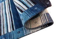 Teppich Gabbeh Loom 70x140 cm Handgewebt Carpet Rug Tapijt 100% Wolle blau