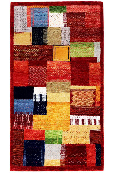 Teppich Perser Nomad Gabbeh fein Loribaft 70x140 cm Handgeknüpft 100% Wolle