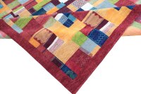 Teppich Perser Gabbeh Loribaft Nomad 250x350 cm Handgeknüpft Rug 100% Wolle rot