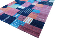 Designer Teppich Patchwork fein 250x350 cm 100% Wolle Handgeknüpft multi