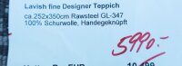 Designer Teppich Lavish fein 250x350 cm 100% Wolle Handgeknüpft Rug blau grau