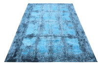 Designer Teppich Lavish fein 250x350 cm 100% Wolle Handgeknüpft Rug blau grau