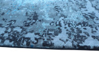 Designer Teppich Lavish fein 250x350 cm 100% Wolle Handgeknüpft Rug blau grau