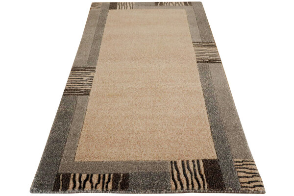 Teppich Original Nepal Melanga Handgeknüpft 100% Wolle 70x140 cm Rug grau beige