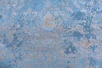 Edler Designer Teppich fein 250x350 cm 100% Wolle Handgeknüpft Rug grau orange