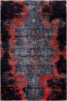Design Teppich Lava 250x300 cm Wolle Bambus Seide Handgeknüpft Rug orange grau