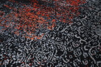 Design Teppich Lava 250x300 cm Wolle Bambus Seide Handgeknüpft Rug orange grau