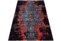 Design Teppich Lava 250x300 cm Wolle Bambus Seide Handgeknüpft Rug orange grau