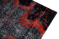 Design Teppich Lava 250x300 cm Wolle Bambus Seide Handgeknüpft Rug orange grau