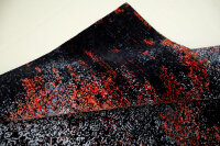 Design Teppich Lava 250x300 cm Wolle Bambus Seide Handgeknüpft Rug orange grau