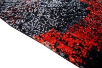 Design Teppich Lava 250x300 cm Wolle Bambus Seide Handgeknüpft Rug orange grau